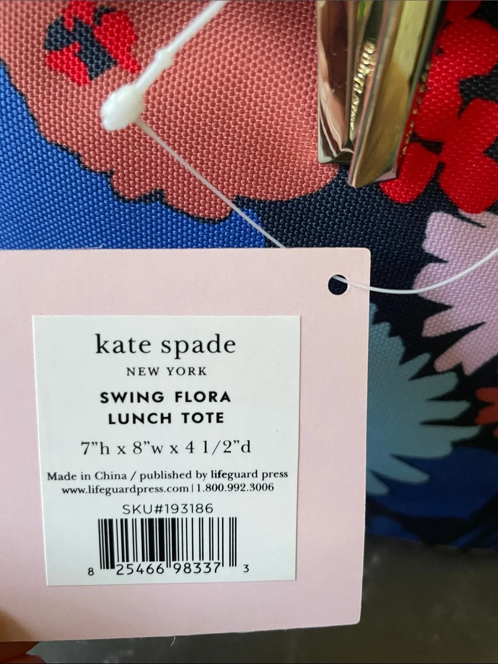 Kate Spade “Swing Flora” Insulated Soft Cooler Lunch Tote with Double Zipper